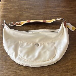 Coach White Leather Shoulder Bag with Crescent Shape